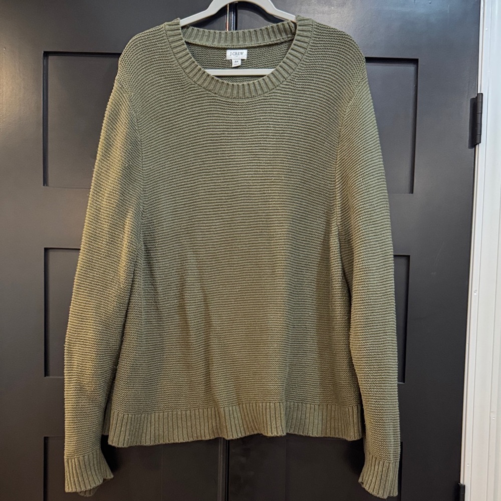 J. Crew Olive Ribbed Crewneck Sweater
